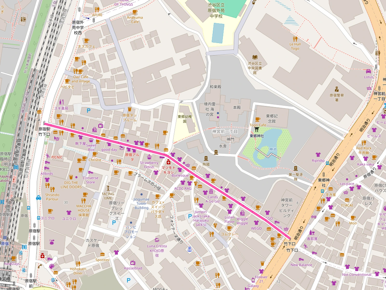 竹下通り周辺地図